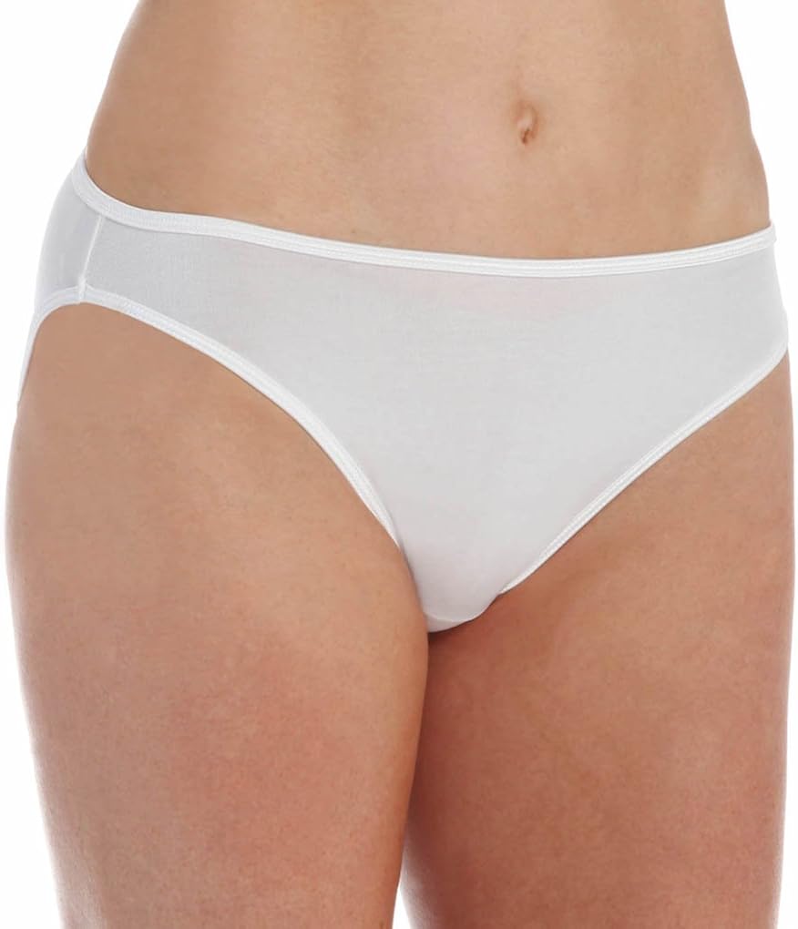 VASSARETTE Women's Silken Heather HiCut Panties White at Amazon