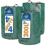 Glorytec 3-Pack 80 Gallons Garden Bag - Extra Large Reusable Leaf Bags - Garden Waste Bags - Collapsible Gardening Containers for Lawn and Yard Waste - 4 Handles