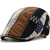WITHMOONS Mens Newsboy Flat Hat Cotton Patchwork Cabbie Gatsby Buckle Adjustable Cap YZ30116