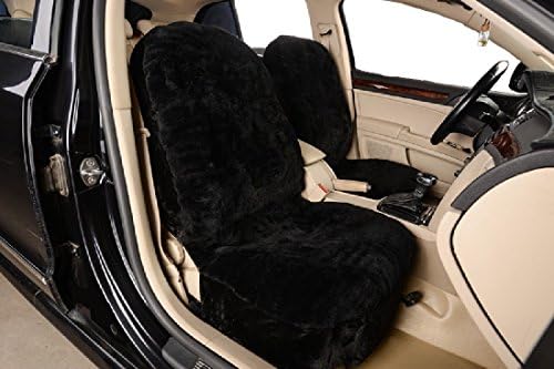 Okayda Stylish Soft Luxury Sheepskin Auto Car Seat Cover Universal Size 1 Pcs Black