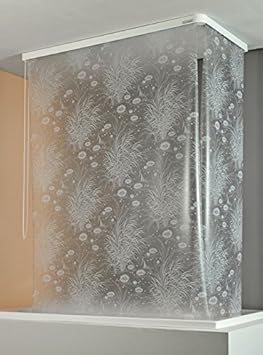 ECO-DuR 4024879000714 Kassetten ECK Duschrollo 137 x 62 cm silber - Seerose weiß