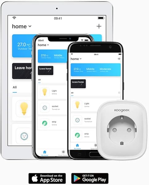 Enchufe Inteligente WiFi Koogeek Mini Smart Plug Control Remoto de Voz Funciona con AlexaGoogle Assistant Temporizador APP No Se Requiere Hub IOS y Android 2 4GHz WIFI 16A 2 Packs
