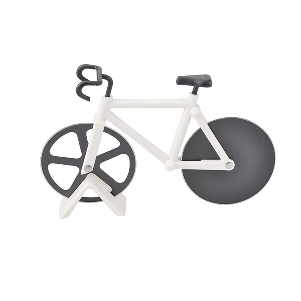 Bicycle Pizza Cutter Wheel SENRISE Bike Pizza Slicer Dual Stainless Steel Non-Stick Cutting Wheels with a Stand, for Home Pizza Lovers (1PC, White)