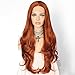 QD-Udreamy Trendy Fashion Natural Long Wavy Auburn Brown Color Synthetic Half Hand Tied Heat Resistant Lace Front Wigs 24 Inch