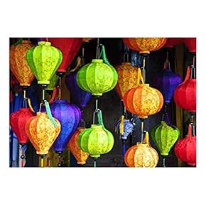 Colorful Lanterns with Vietnamese Designs on Them - Wall Mural, Removable Sticker, Home Decor - 66x96 inches