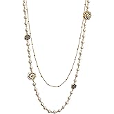 Designer Imitation Pearl Neckalce Camellia Flower Long Double Stranded Necklace Jewelry for Woman Pearl Jewellery