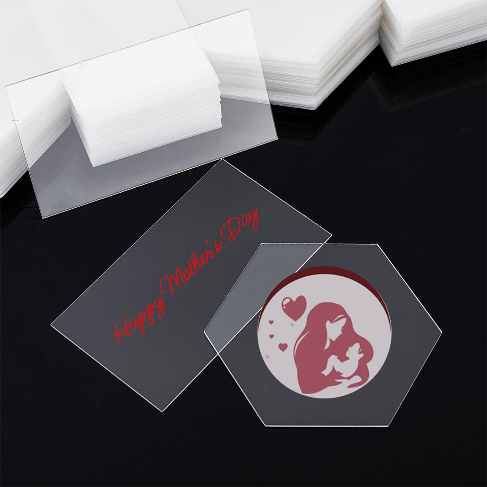 DICOSMETIC 120Pcs Acrylic Place Cards Clear Acrylic Blank Clear Rectangle and Hexagon Table Seating Cards Tiles Name Cards Table Markers for Wedding Party Sign Decoration