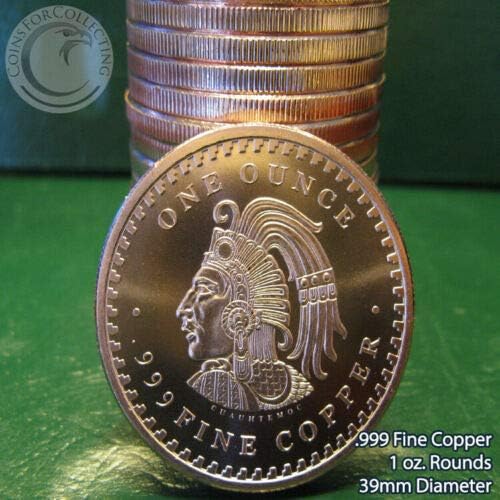 AZTEC / MAYAN CALENDAR FINE COPPER COIN 1 oz intricate DETAIL 999 unique and rare art copper bullion 1 x 1 oz 39 mm coin... with Aztec Warrior on reverse - Image 3