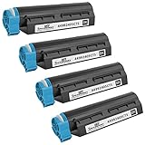 Speedy Inks - 4 Pack Okidata Compatible 44992405 Black Laser Toner Cartridge for use in MB Series - MB451W MFP