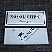 LK Factory No Soliciting Sign - 2” x 5” Self Adhesive Black on White Vinyl Sticker for Outdoor & Indoor Use - High Quality UV Stable Home & Business Decal