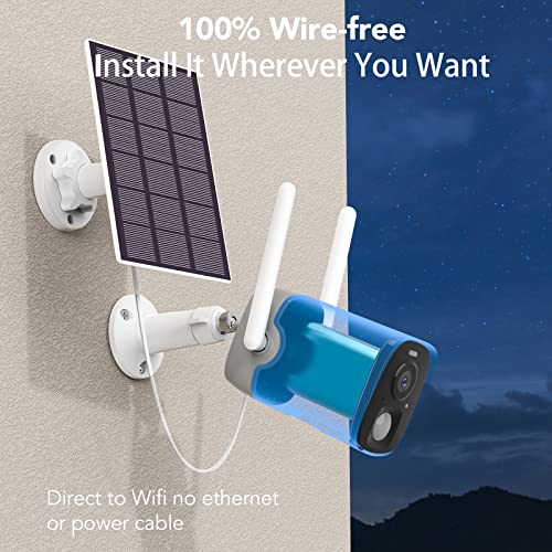 NETVUE Camara Vigilancia WiFi Exterior Batería con Solar, 1080P Camaras de Seguridad Interior, Detección de Movimiento PIR, Visión Nocturna Color, Audio Bidireccional, Cámara sin Cables con Sirena