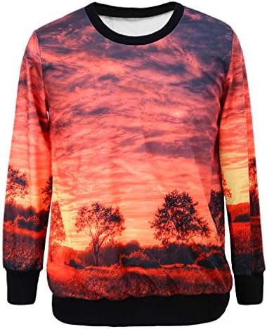 Cartiar Womens Casual Spring Fall Novelty Sports Jersey Tops Sweatshirt Sunset Glow US 0-12(Asian Freesize)