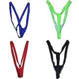 WRISTCHIE 4 Pack Mens Sexy Jockstrap Borat Mankini Gay Underwear (Pack of 4)