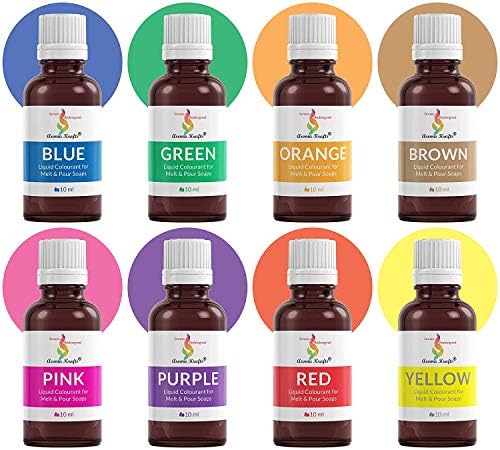 Aromakrafts® Soap Making Liquid Colours for Melt & Pour Soaps - Set of 8 (10 ml each)
