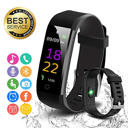 Fitness Tracker, Activity Tracker Fitness Watch with Heart Rate Monitor Color Screen,Waterproof Fitness Tracker Watch with Step Counter,Calorie Counter,Pedometer for Kids Women Men Android iOS (Black)