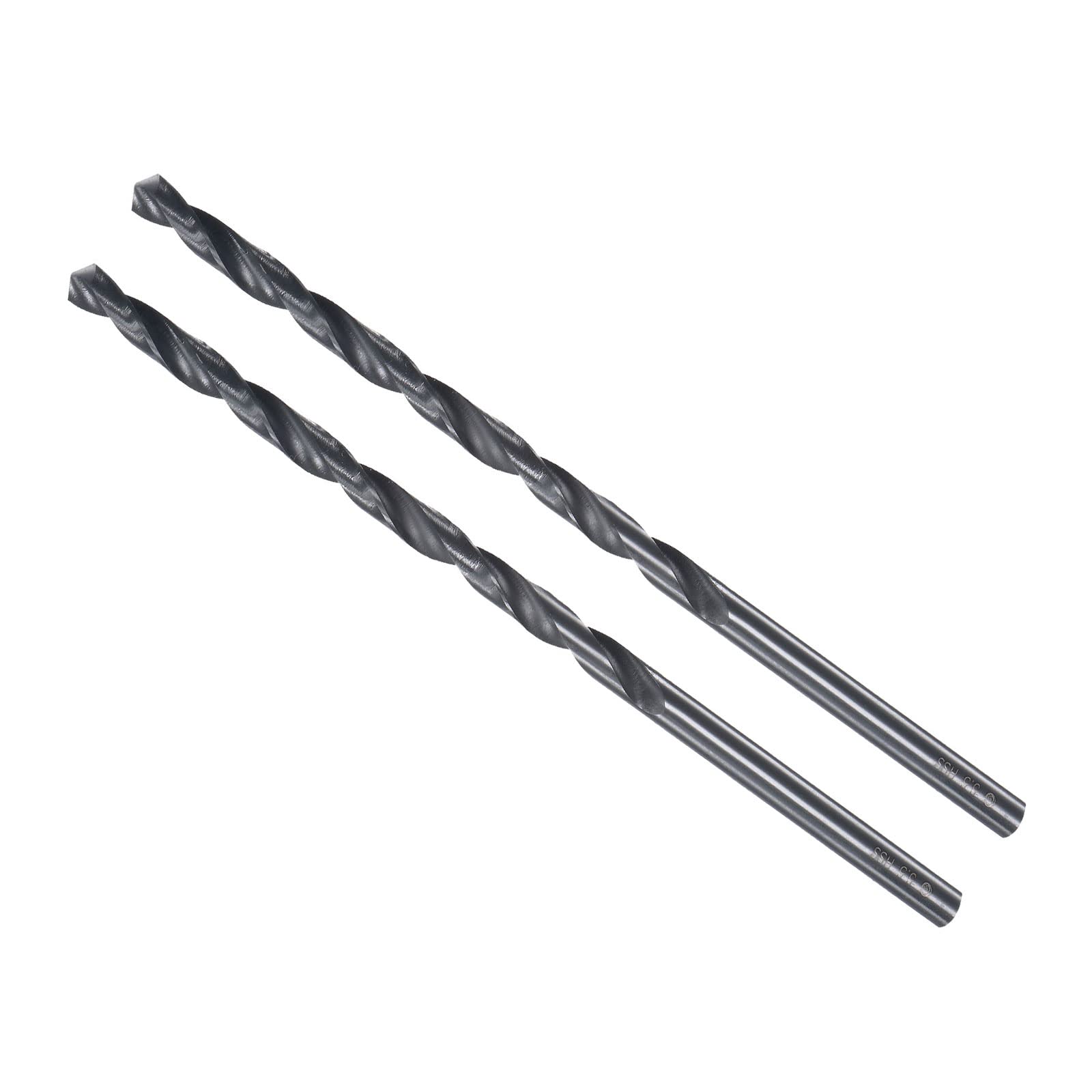 CoCud Twist Drill Bits, 5.5mm Drilling Diameter, Black Oxide High Speed Steel Extra Long Straight Shank - (Applications: for Stainless Steel Alloy Metal), 2-Pieces