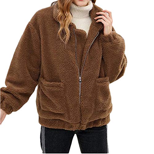 Warm Coat, SFE Women Fashion Winter Thick Faux Fur Outwear Solid Zip Jacket Pocket