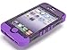 Bastex Heavy Duty Hybrid Case for Apple iphone 4, 4g, 4s 4gs - Neon Purple Silicone Cover / Silver Glitter Effect Transparent Gray Hard Shell