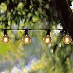 Goothy Globe String Lights with G40 Bulbs (50ft.) Backyard Patio Lights Garden Bistro Party Natural Warm Bulbs Cafe Hanging Umbrella Lights on Light String Indoor Outdoor-Black