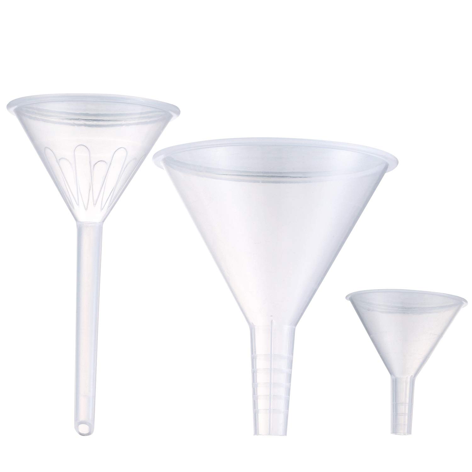 Young4us Plastic Funnel Set, 3 Pcs Lab PP Funnels, 100mm x 1, 75mm x 1, 50mm x 1 (Pack of 3)