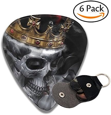 King Needs A Queen Leather Key Chain Pick Holder - 351 Shape Classic Guitar Picks (6 Pack) For Electric Guitar, Acoustic Guitar, Mandolin, And Bass (0.46mm, 0.71mm, 0.96mm)