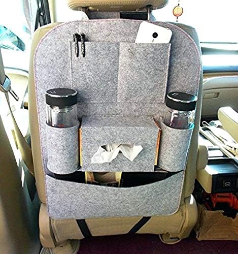 Anva Woolen Car Back Seat Organizer Storage Bag Multi Pocket (Set of 2)