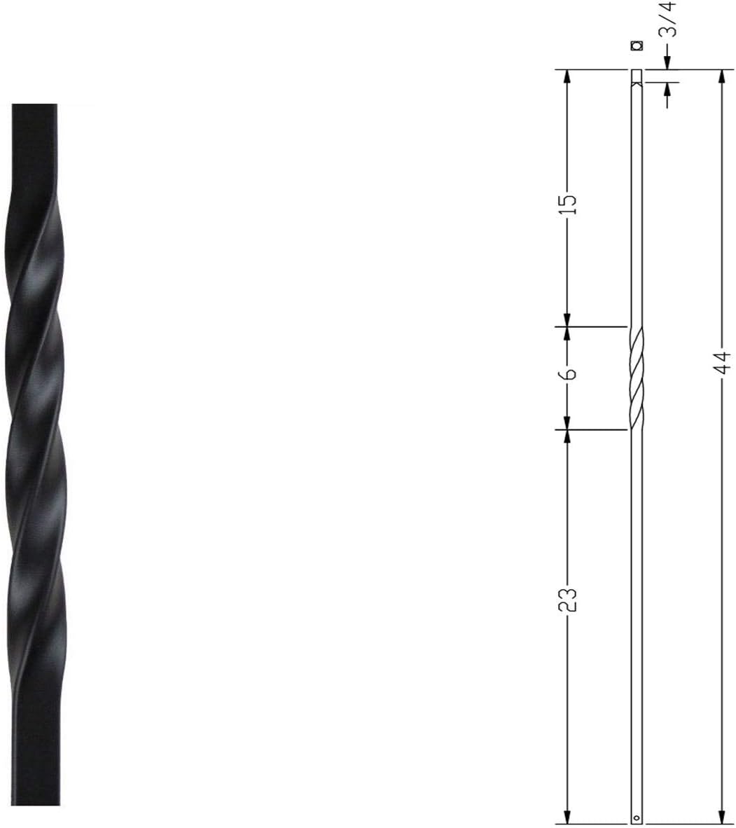 Metal Steel Stair Baluster Spindle Single Twist 1/2" X 44" (Box of 20)(Satin Black)