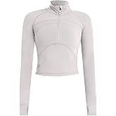 Vsaiddt Women's Athletic Half Zip Pullover Sweatshirt Workout Top Crop Quarter Zip Pullover Yoga Running Jackets
