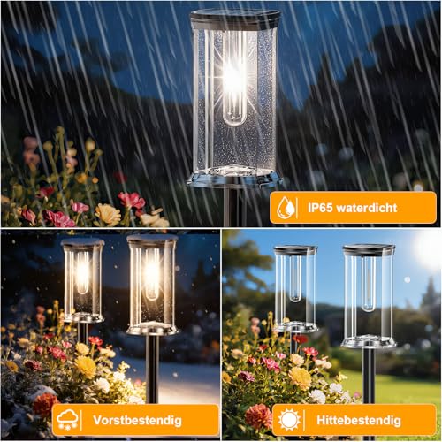 SOLARBABY 12 Pieces Solar Lights Outdoor Garden Warm White LED Outdoor Solar Lights IP65 Automatic Ignition Decorative Lighting for Patio, Garden, Patio and Yard