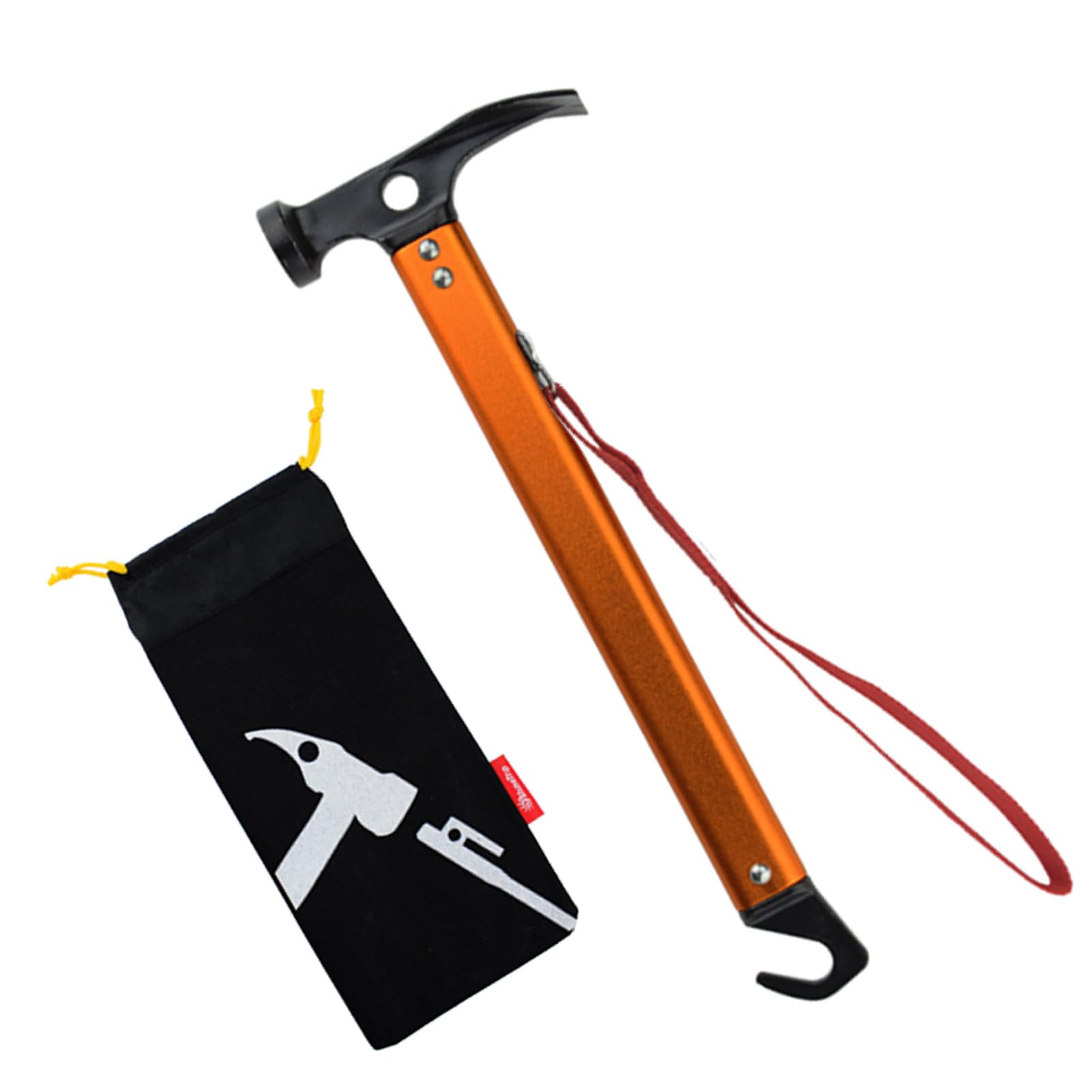 Azarxis Camping Hammer Camping Mallet with Peg Remover Tent Peg Stake Puller Heavy Duty Lightweight Aluminum Portable Multi-function for Outdoor Picnic Hiking Backpacking (Orange)