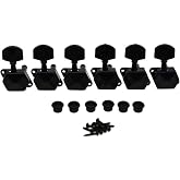 KAISH 6 Inline Semi-Closed Guitar Tuning Keys Pegs Guitar Tuners Machine Heads for Electric Guitars Black