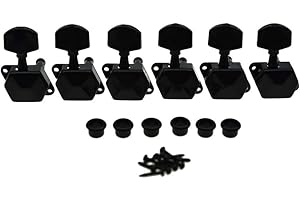 KAISH 6 Inline Semi-Closed Guitar Tuning Keys Pegs Guitar Tuners Machine Heads for Electric Guitars Black