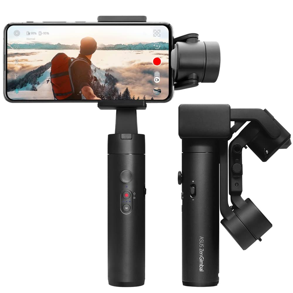 ASUS Zen Gimbal 3-Axis phone stabilizer Foldable, Handheld, 1/4" Screw Tripod, Full 360° Vortex Mode, Wide-Angle Shot, Face/Object Tracking, Motion Time Lapse, Panorama, Android & IOS Compatible