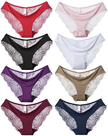 Minsahce 8-Pack Women’s Briefs Panties Bikini Panties Hipsters Soft Sexy Lace Panties Underwear (Medium, 8 Pack)