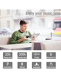 Auriculares inalámbricos, sonido estéreo 3D, auriculares inalámbricos Bluetooth, auriculares deportivos inalámbricos IPX7, impermeables, 15 H, tiempo de reproducción, mini auriculares Bluetooth con funda de carga