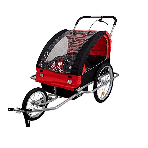 Livebest 2 in 1 Pet Dog Bike Trailer 3-Wheels Bicycle Carrier-Safety Belts & Suspension-Breathable Design with Folding Rainproof,Red,63" x 43" x 36"