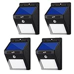 Housmile Solar Lights 16 LED Wall Light Outdoor Security Lighting Night light with Motion Sensor Detector for Garden Back Door Step Stair Fence Deck Yard Driveway (4-Pack, 50LUX, 8000K)