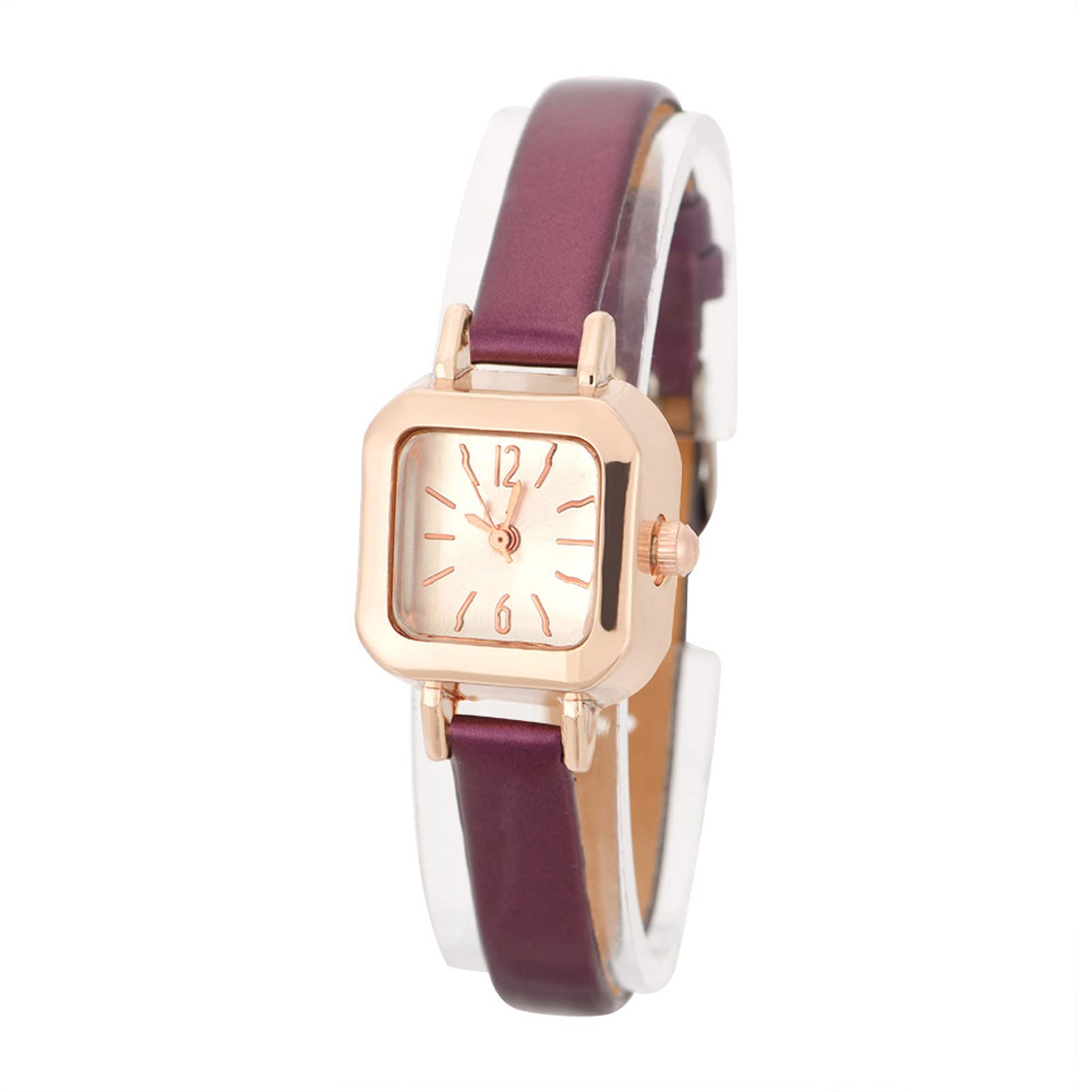 Watches for Women, Fashionable Female Quartz Wrist Watch Analog PU Strap Wristwatch(Purple)