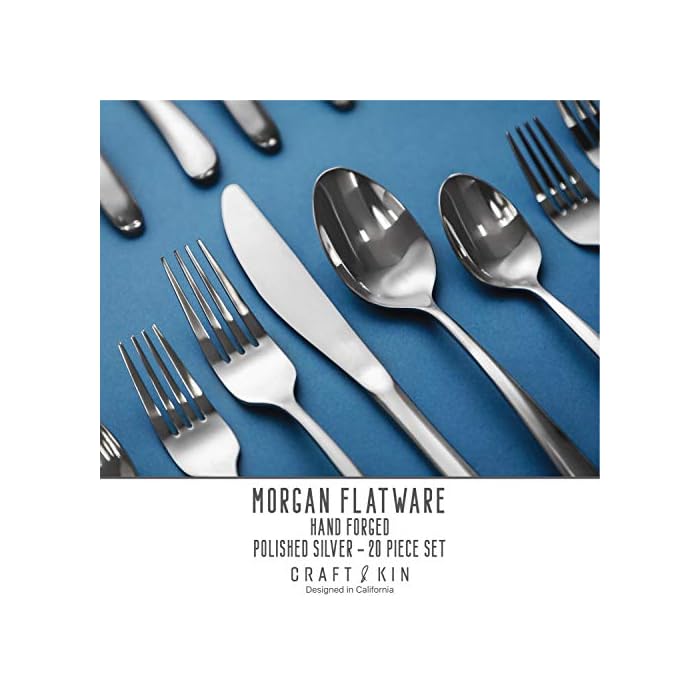 Craft & Kin Silverware Set, Classic Heirloom Luxury Silver Flatware Set Premium