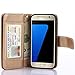 Galaxy S7 Case, TabPow 10 Card Slot - [ID Slot] Wallet Folio PU Leather Case Cover with Detachable Magnetic Hard Case for Samsung Galaxy S7 Case, Glitter Gold