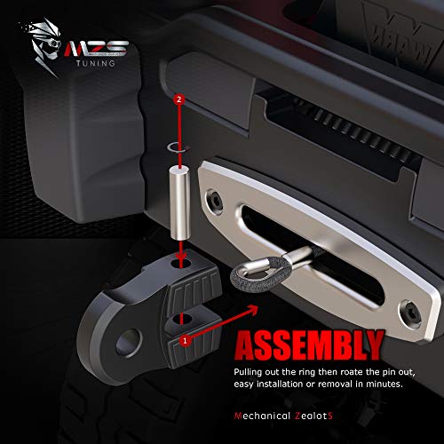 MZS Winch Shackle, Flat Towing Hook Mount with Iron Pin & Rubber Guard - 30,000 LB Capacity Universal Fit for ATV UTV SUV Pickup Trucks - Black - Image 5
