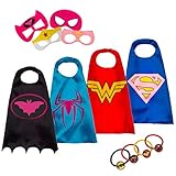 Superhero Costumes for Kids - 4 Capes and Masks - Glow Wonder Woman Logo Toys for Boys and Girls - Birthday Gifts and Party Supplies for Kids