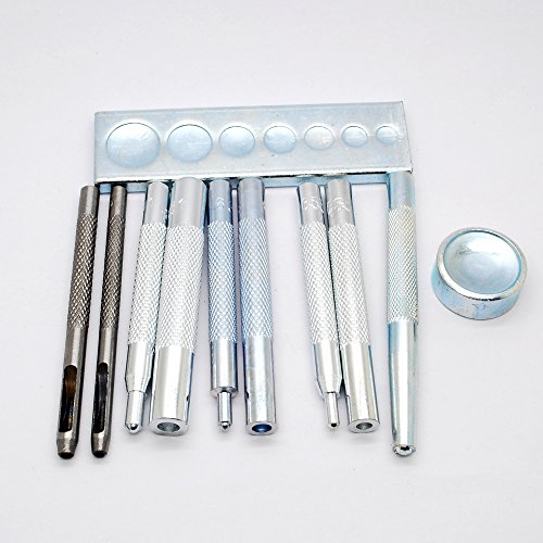 DOW 11pcs Craft Tool Leathercraft diy kit Die Punch Snap Kit Rivet Setter with Base for Punch Hole and Install Rivet Button - Thumbnail 2