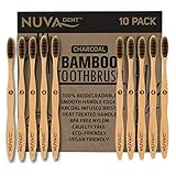Bamboo Toothbrushes Charcoal Bristles- Biodegradable, Natural, Eco-Friendly, Compostable, Vegan Reusable Bamboo Toothbrush (10 Pack)