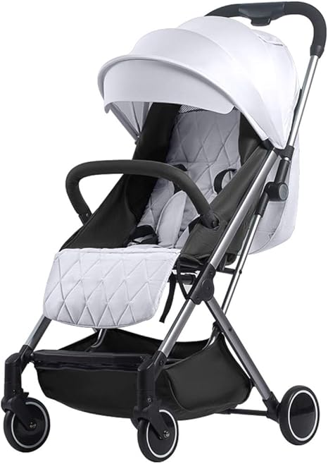 white frame pram