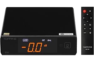 KGUSS Topping E50 Mini HiFi DAC ES9068AS DSD512 PCM768kHz USB DAC USB/Coax/Opt Inputs RCA/TRS Outputs Decoder for Home Theater Game Music Black