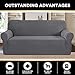 PrinceDeco Stretch Sofa Cover Slipcover Couch Covers for 3 Cushion Couch Furniture Protector Sofa Covers with Non Slip Elastic Bottom Dogs Pet Friendly Fitted (Sofa, Grey)
