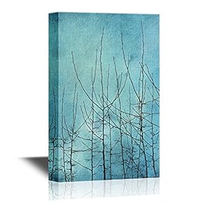 Canvas Wall Art - Tree Branches on a Blue Background - Gallery Wrap Modern Home Art | Ready to Hang - 12x18 inches