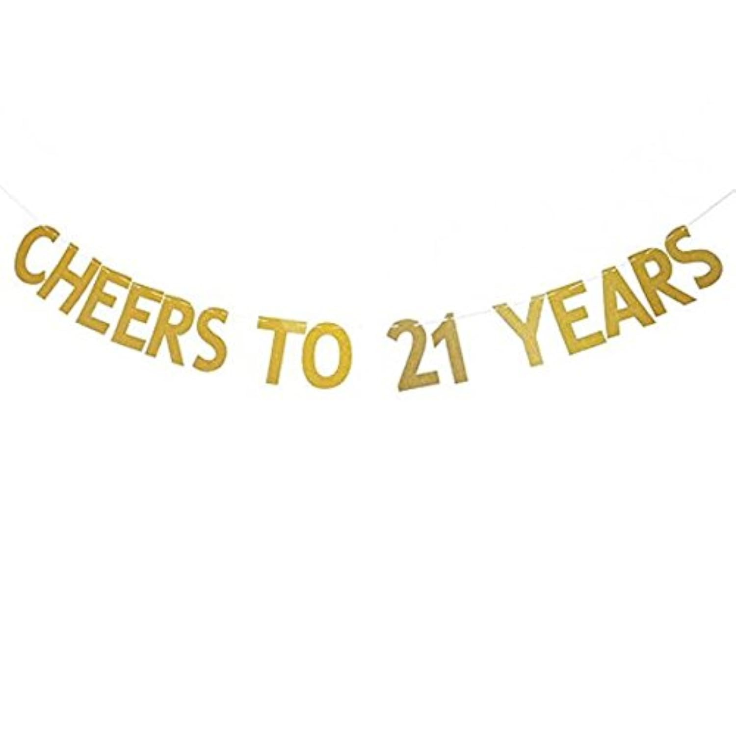 Veewon Cheers to 21 Years Banner Gold Glitter Letters Bunting Garlands 21st Birthday Anniversary Party Photo Prop Decor