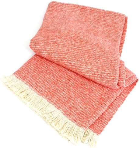 Textillery Sunbrella Chenille Solid Throw, 44 by 72-Inch, Rose